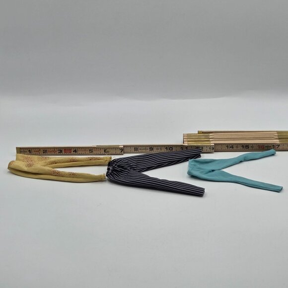 Set Of 3 Vintage Barbie Doll Pants: Yellow Speckled Black & White Striped Teal S - Picture 8 of 8